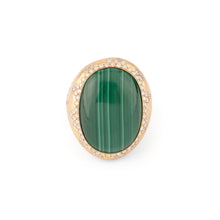 Charger l'image dans la galerie, Bague or jaune brossée ornée d'une malachite