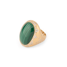 Charger l'image dans la galerie, Bague or jaune brossée ornée d'une malachite