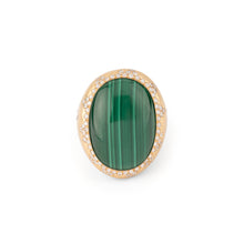 Charger l'image dans la galerie, Bague or jaune brossée ornée d'une malachite