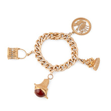 Charger l'image dans la galerie, Bracelet or rose 18k,maillon gourmette orné de 4 breloques