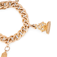 Charger l'image dans la galerie, Bracelet or rose 18k,maillon gourmette orné de 4 breloques