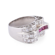 Charger l'image dans la galerie, Bague en platine diamant et rubis