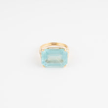 Charger l'image dans la galerie, Bague aigue marine lactée et diamant sur or jaune