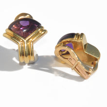 Charger l'image dans la galerie, Boucles d'oreilles or jaune de la maison Bvlgari en améthyste