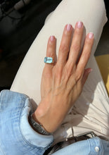 Charger l'image dans la galerie, Bague aigue marine lactée et diamant sur or jaune