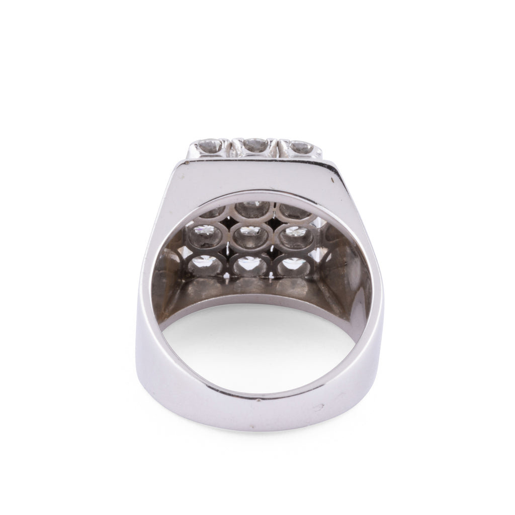 Bague chevalière en or gris et diamant