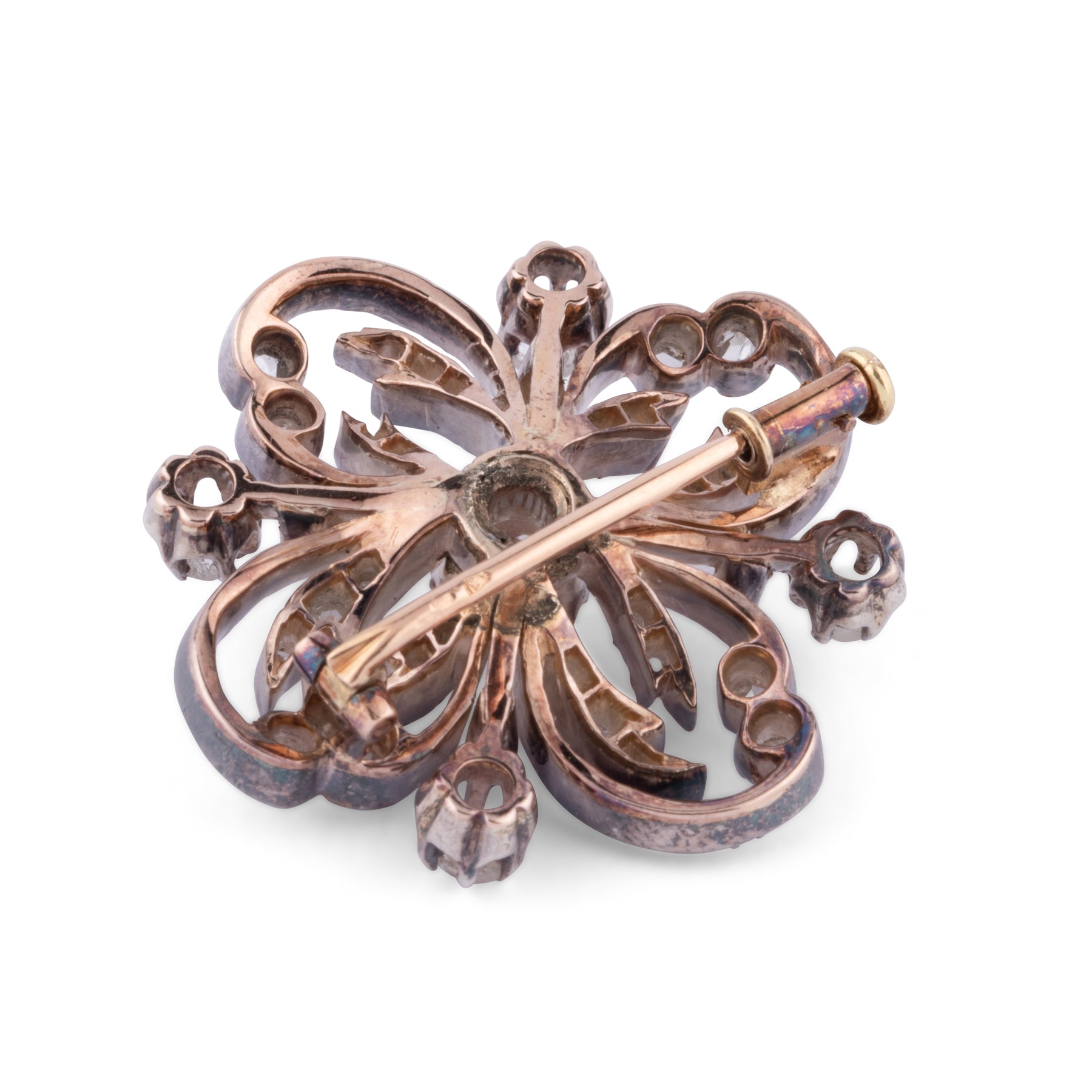 Broche rosace or et argent Napoleon III