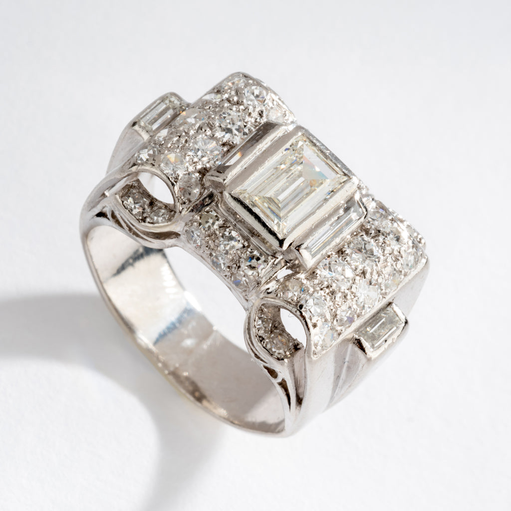 Bague platine et diamant Art Déco