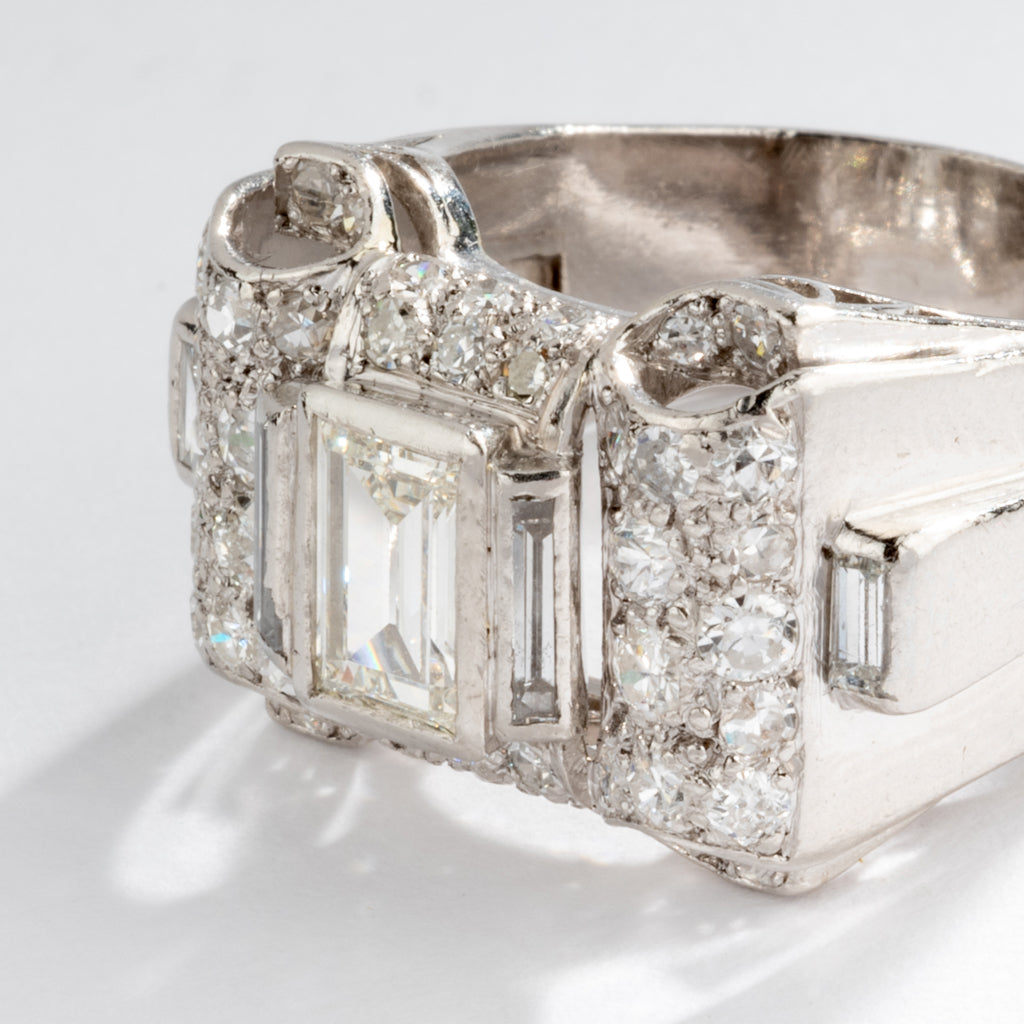 Bague platine et diamant Art Déco