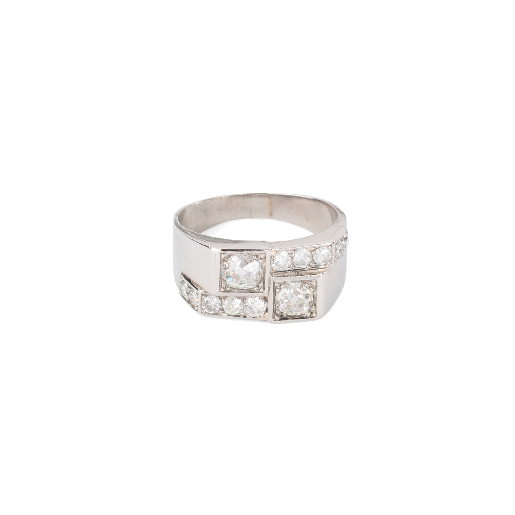 Bague Art Déco en platine et  diamant