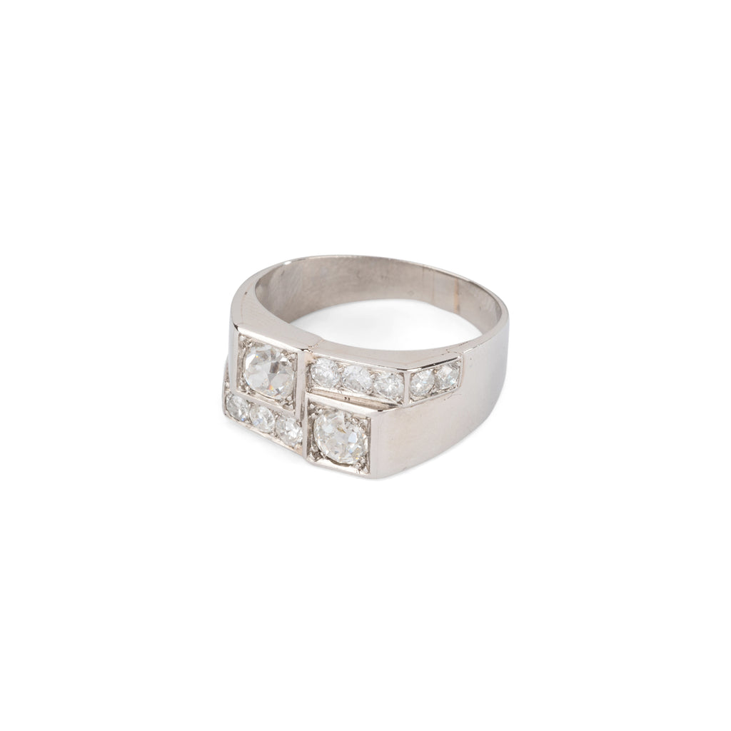Bague Art Déco en platine et  diamant