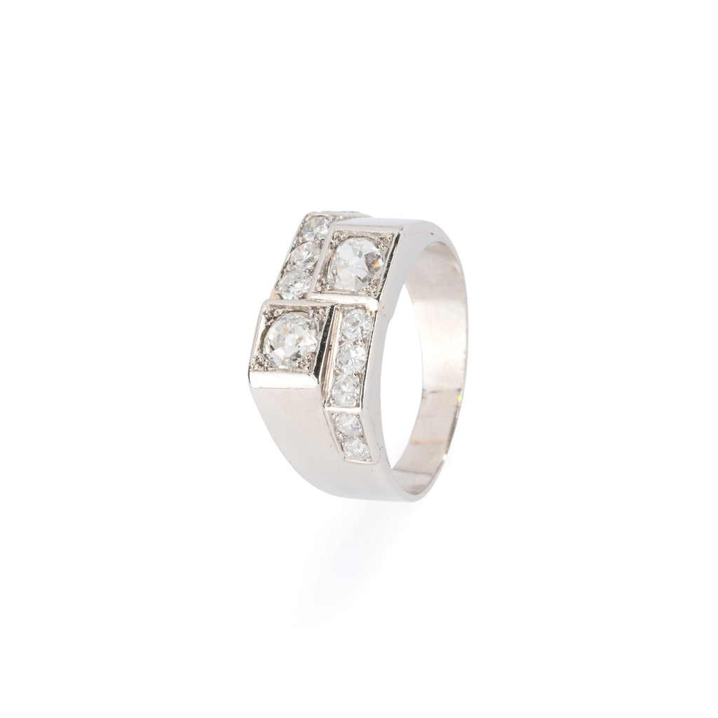 Bague Art Déco en platine et  diamant