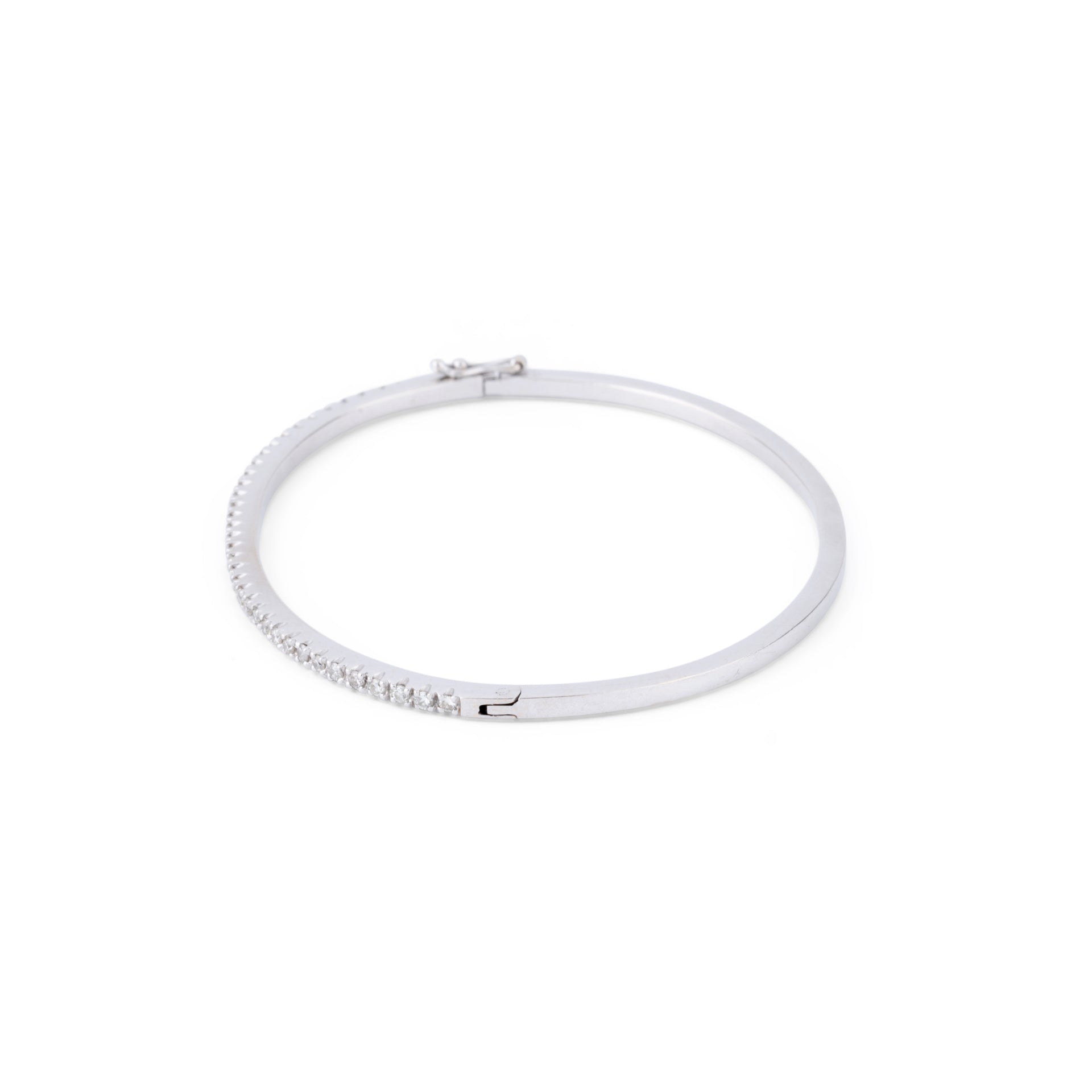 Bracelet jonc en or gris et diamants