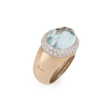 Charger l'image dans la galerie, Bague or rose sablé signée de la maison italienne Pomellato ornée d'une aigue marine
