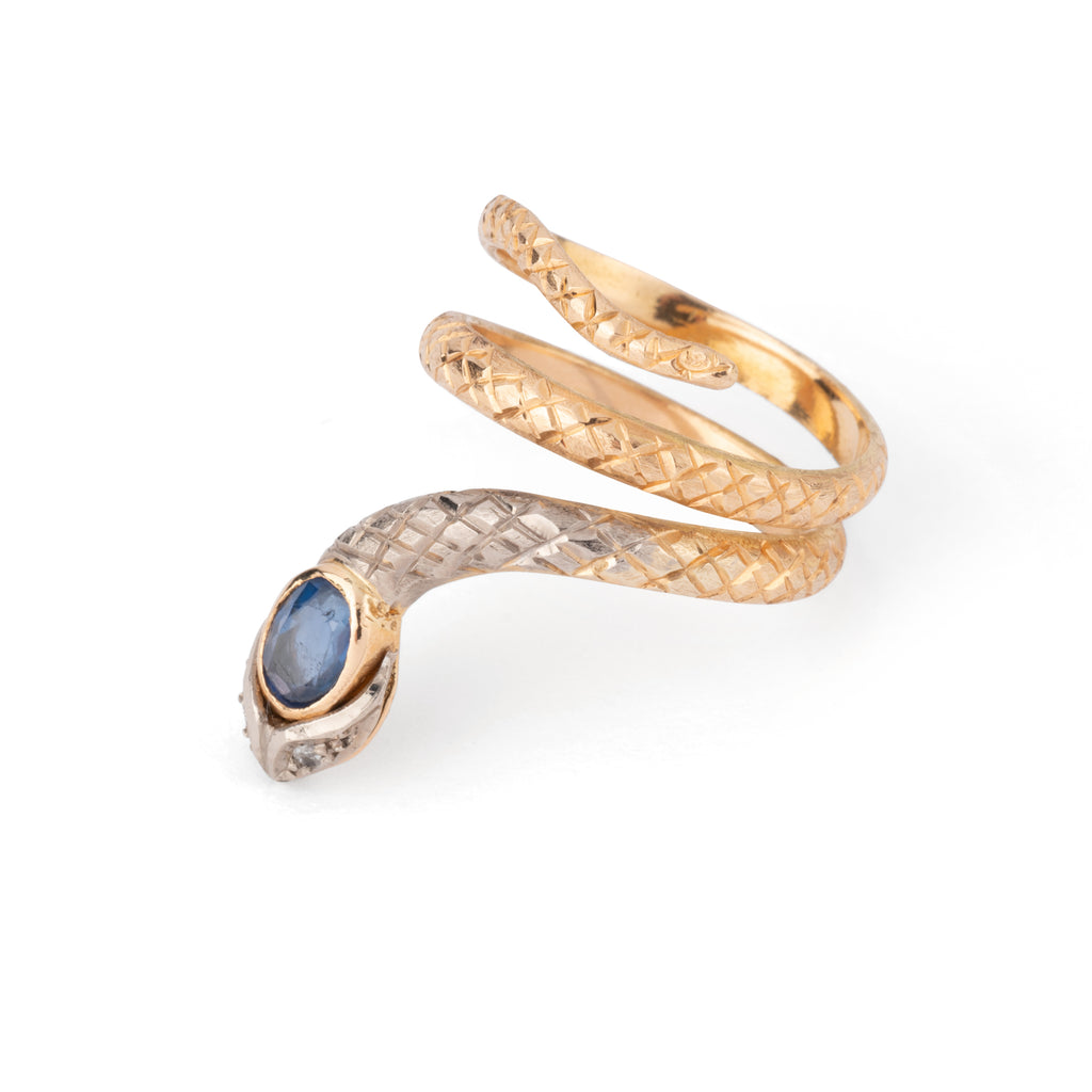 Two-tone sapphire snake ring