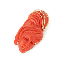 Charger l'image dans la galerie, Pendentif en corail sur or jaune,représentant une tête de femme
