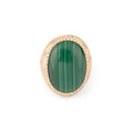 Bague or jaune brossée ornée d'une malachite