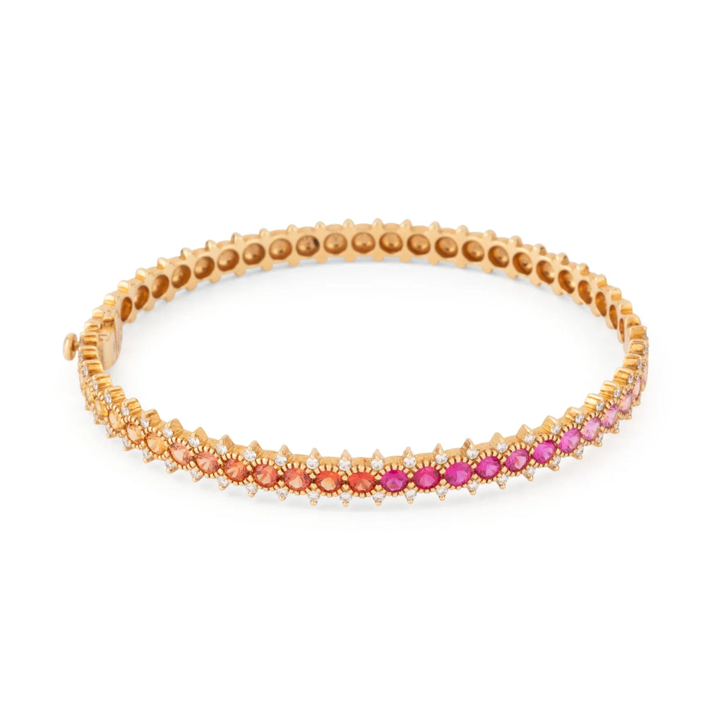 Bracelet or Rose  sertis de saphirs multicolores