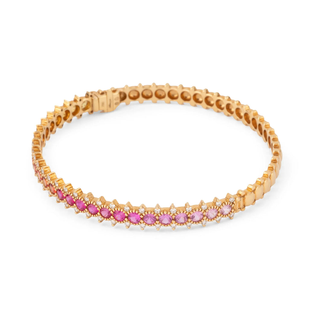 Bracelet or Rose  sertis de saphirs multicolores