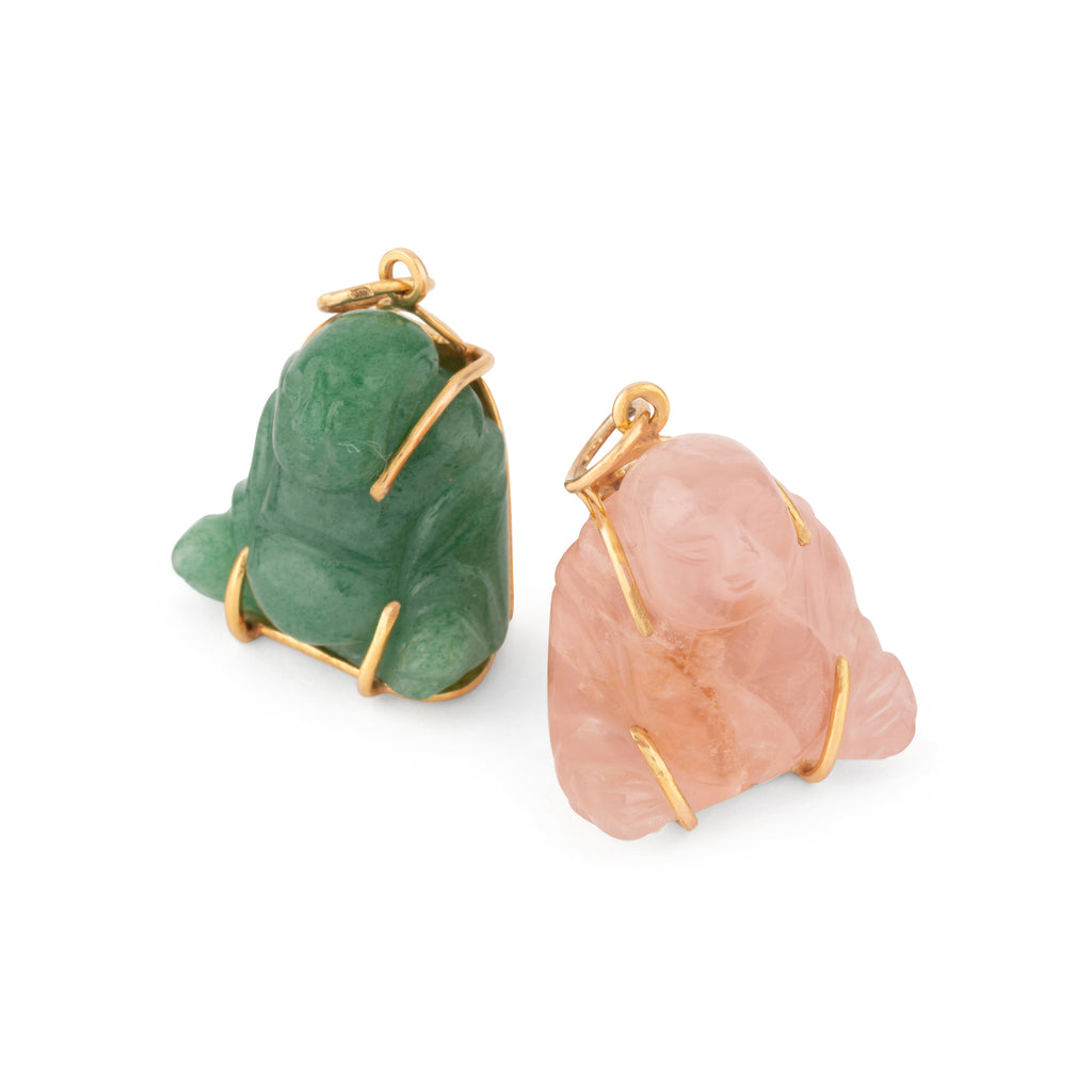 Pendentif représentant un Bouddha quartz rose sculptée