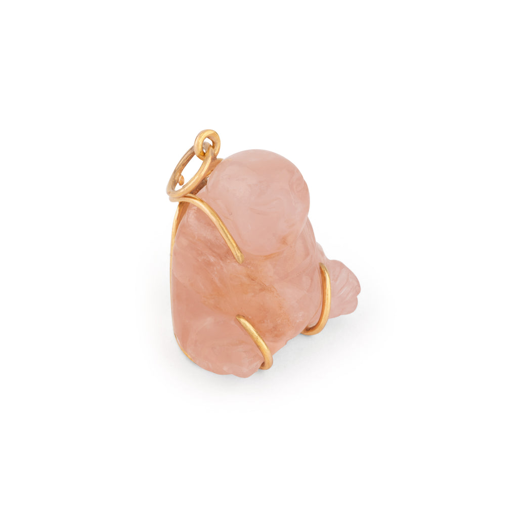 Pendentif représentant un Bouddha quartz rose sculptée