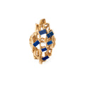 Bague moderniste en or texturé et ajouré,ornée de lapis lazuli