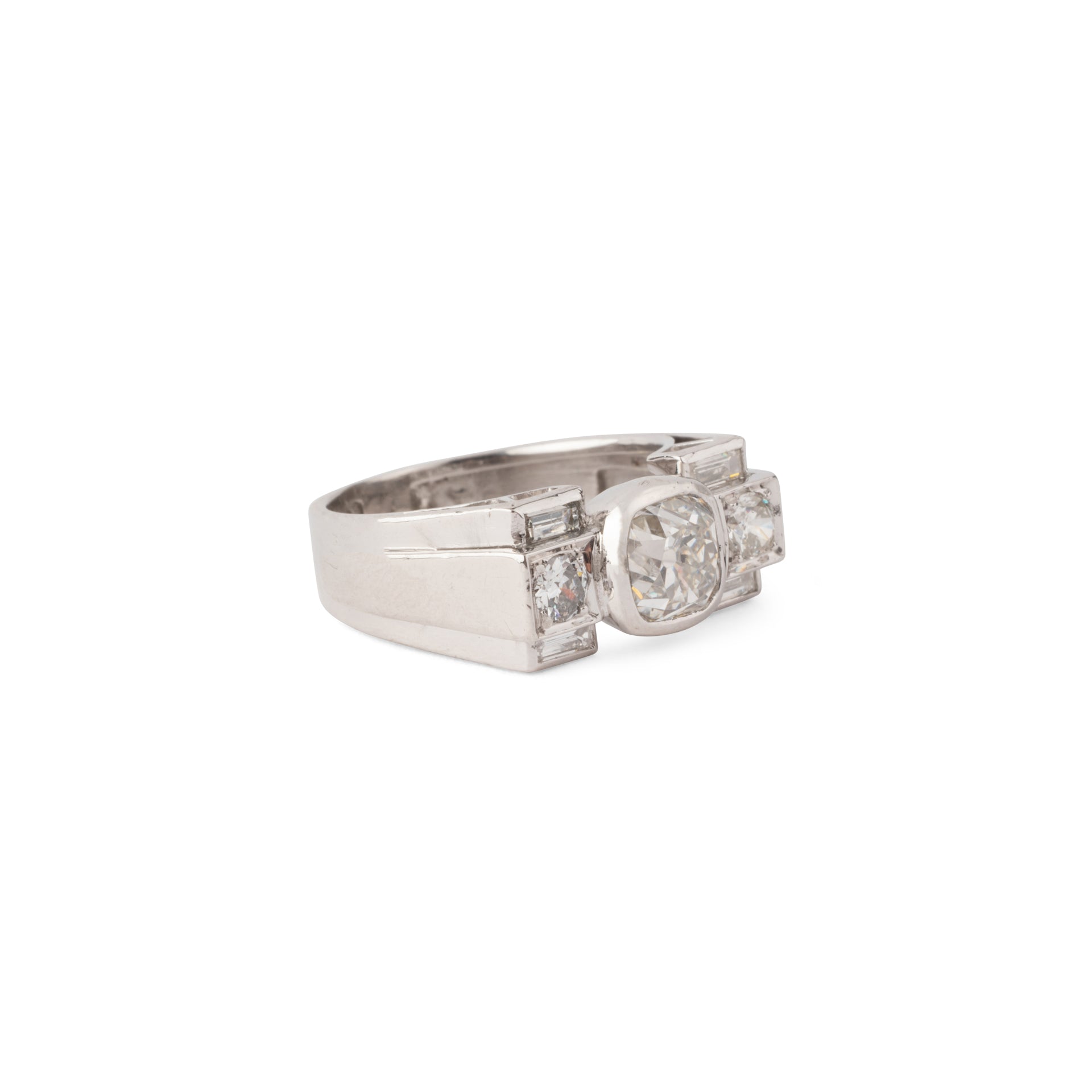 Bague platine Art déco et diamant