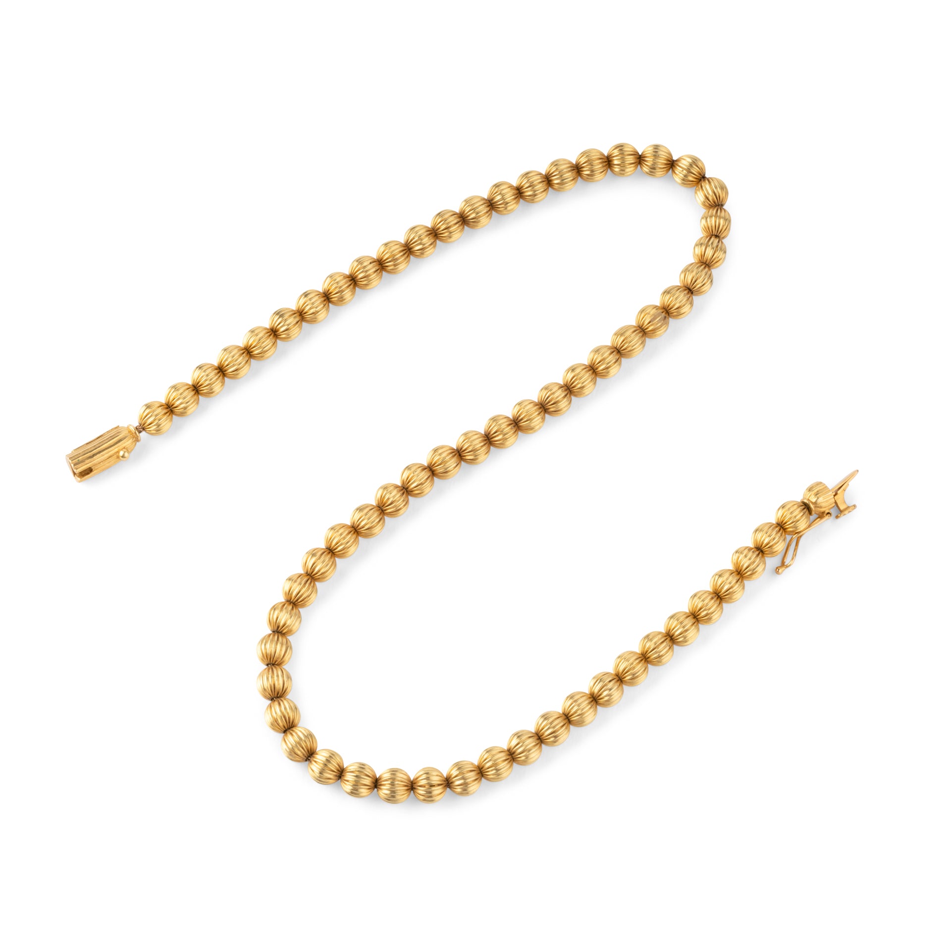 Collier en boules d'or jaunes ciselées de la maison Lalaounis