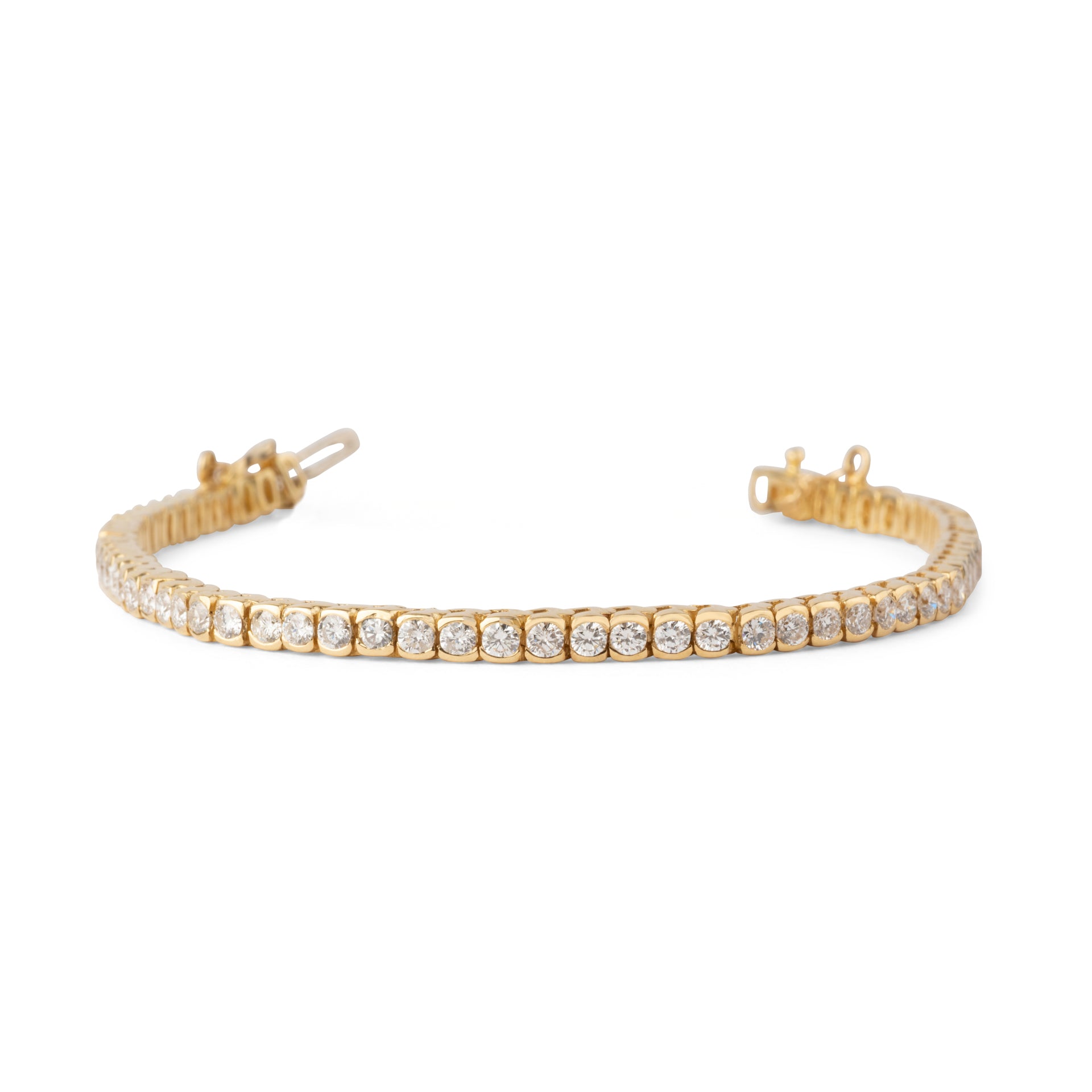 Bracelet riviere en diamant, sur or jaune en serti semi-clos