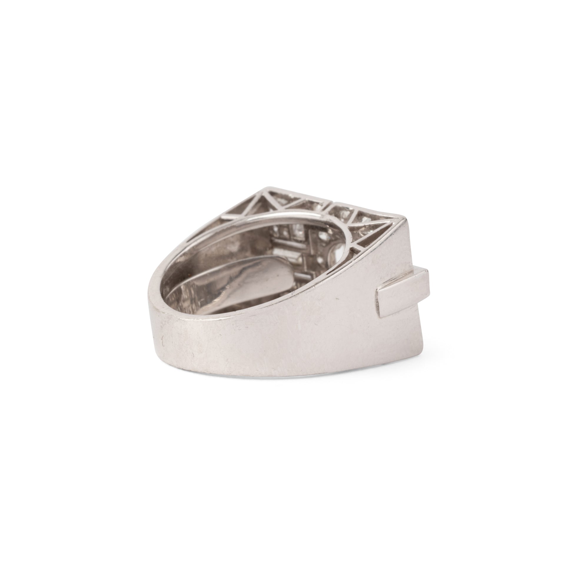 Bague rectangulaire en platine et or