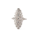 Bague marquise en or gris entièrement sertie de diamants