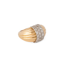 Charger l'image dans la galerie, Bague  or jaune et platine godronnée diamant
