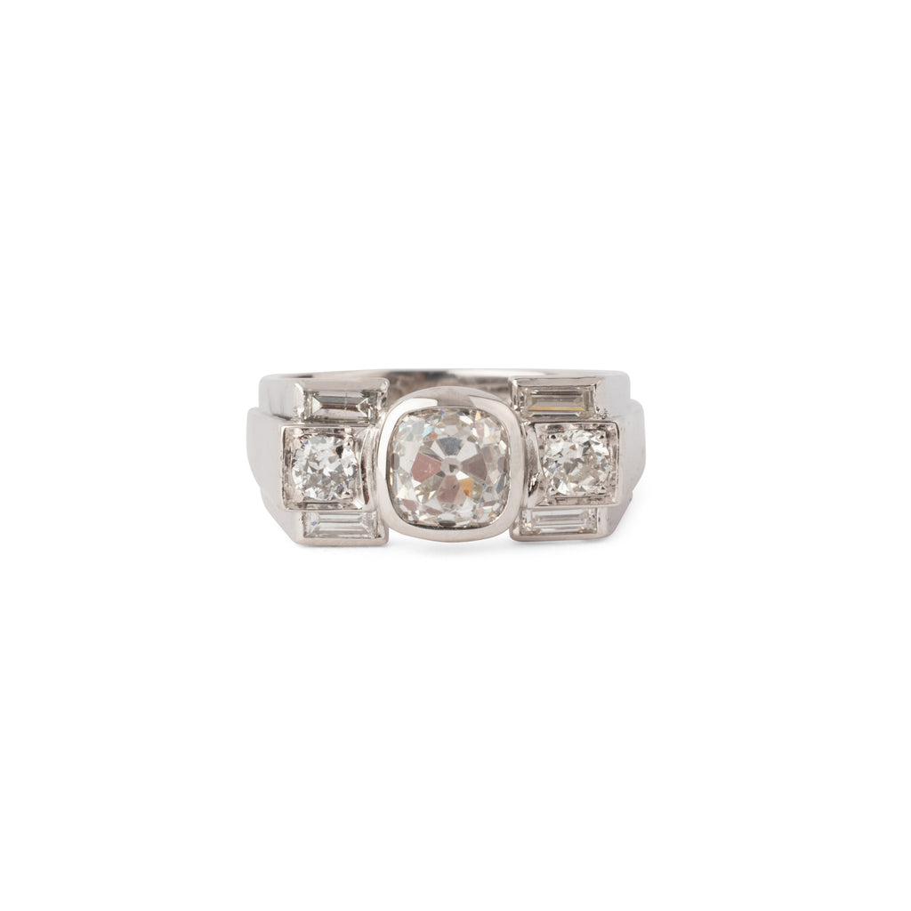 Bague platine Art déco et diamant