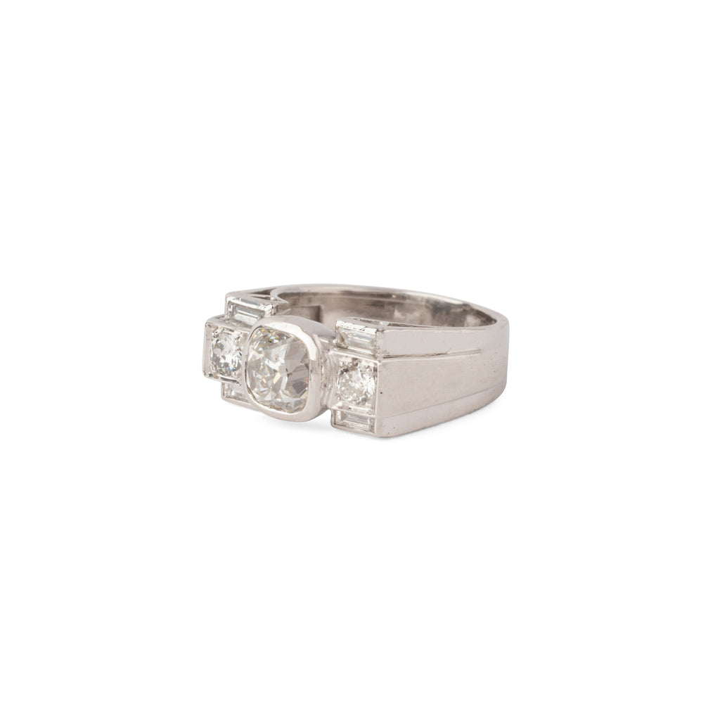 Bague platine Art déco et diamant
