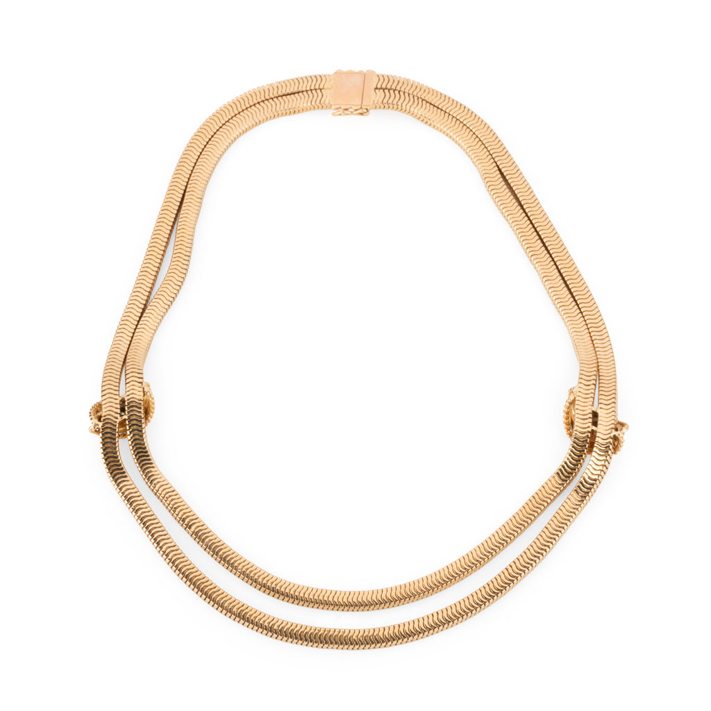 Collier or jaune double rang maillon lisse