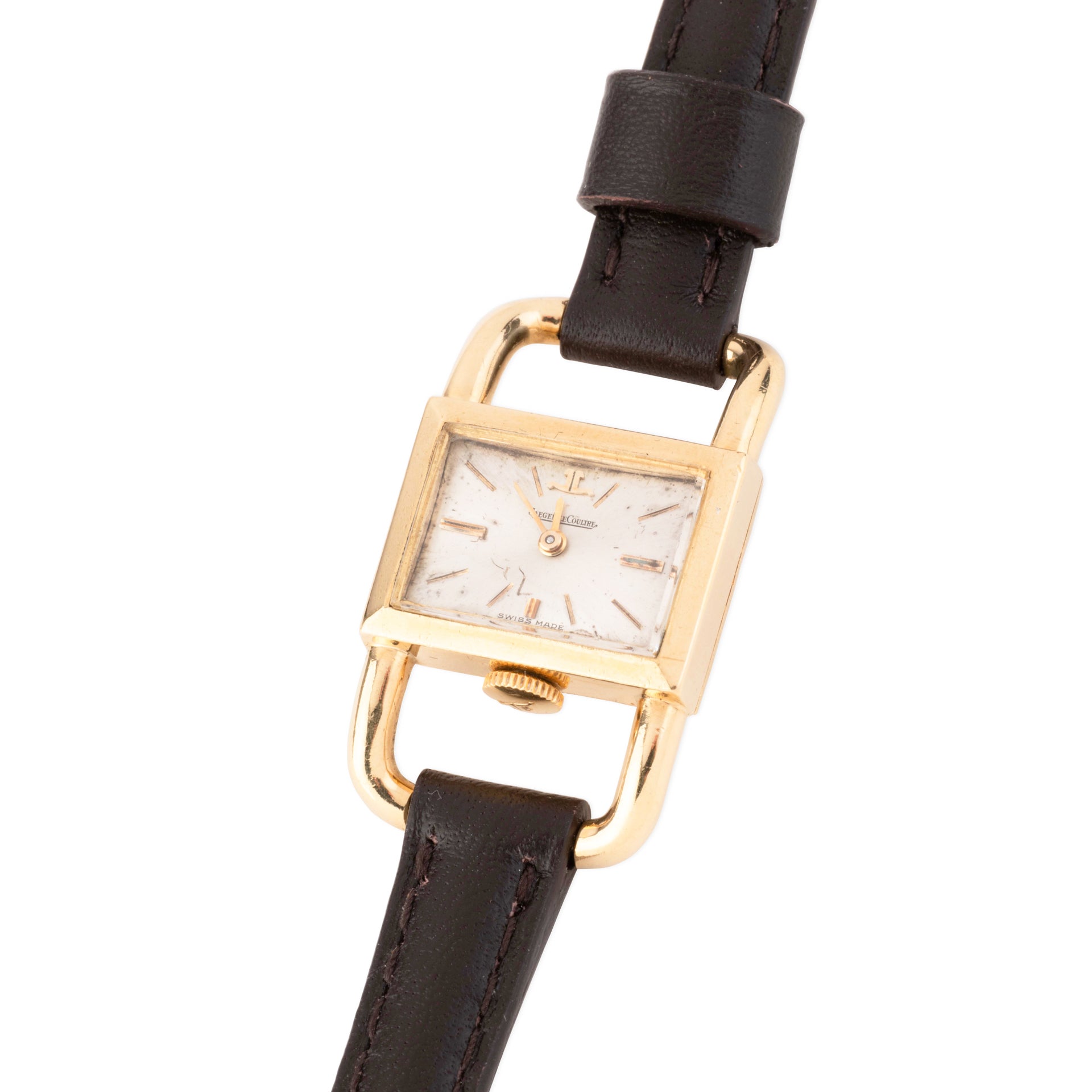 Jaeger-Lecoultre "Etrier" watch in gold and leather