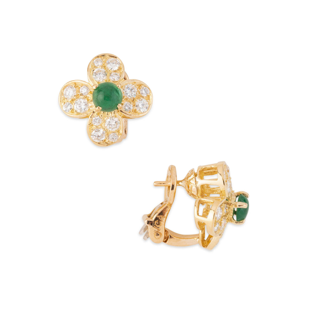 Boucles d'oreilles "Fleurette" Van Clef & Arpels en émeraude et diamants