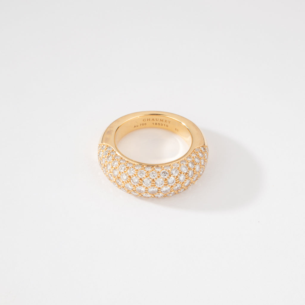 Bague jonc or jaune  en diamant de la maison Chaumet
