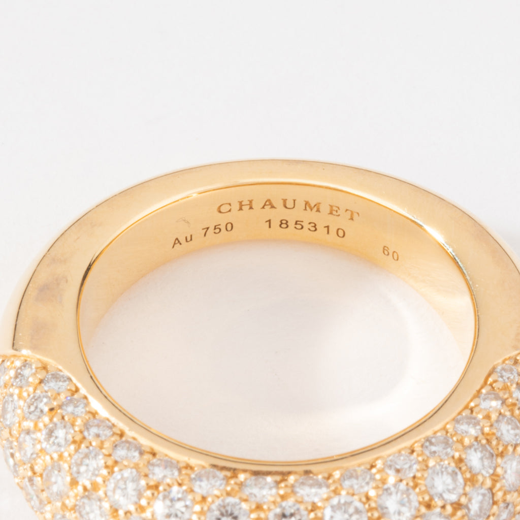 Bague jonc or jaune  en diamant de la maison Chaumet