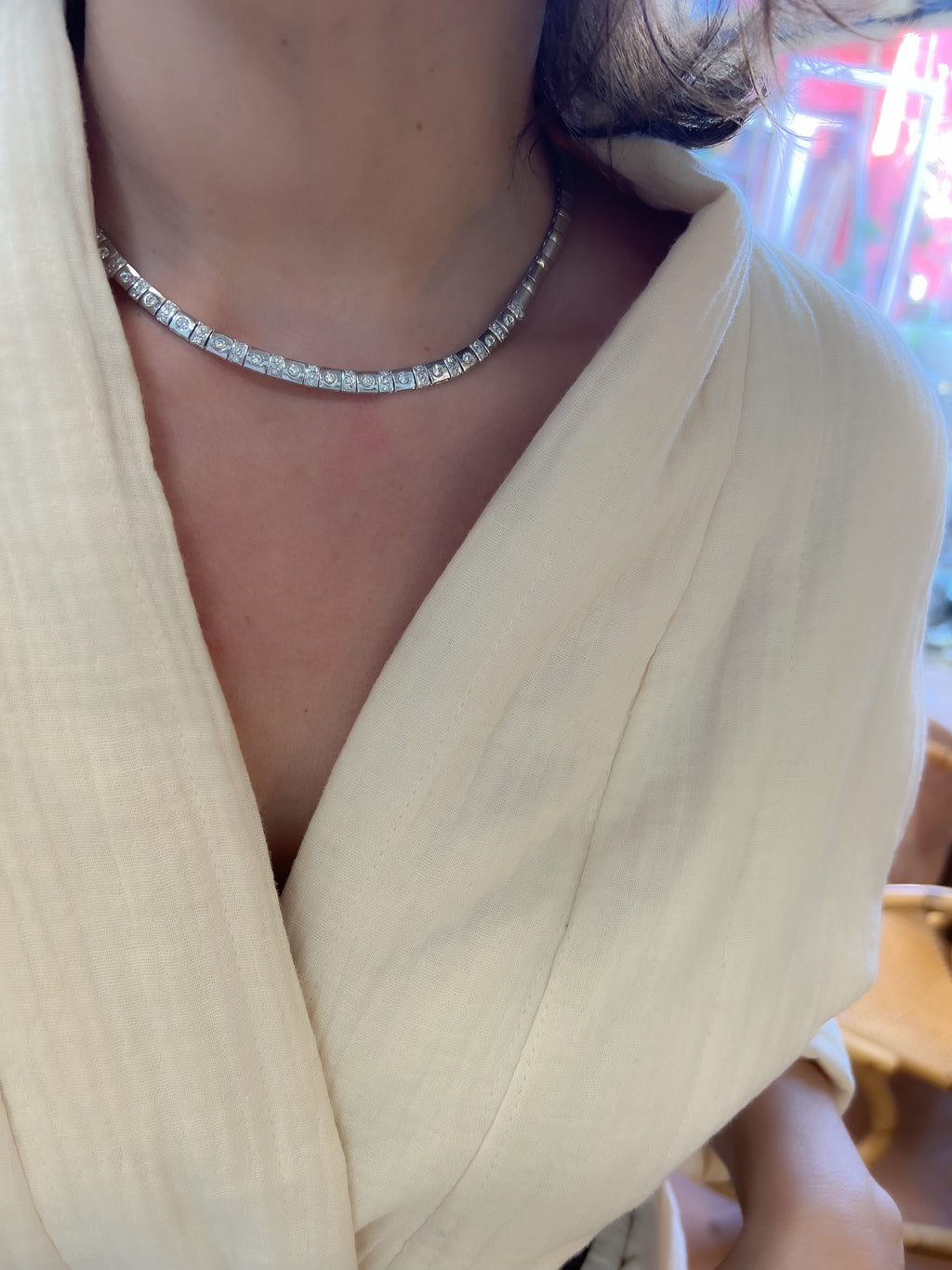 Collier en or gris et diamant