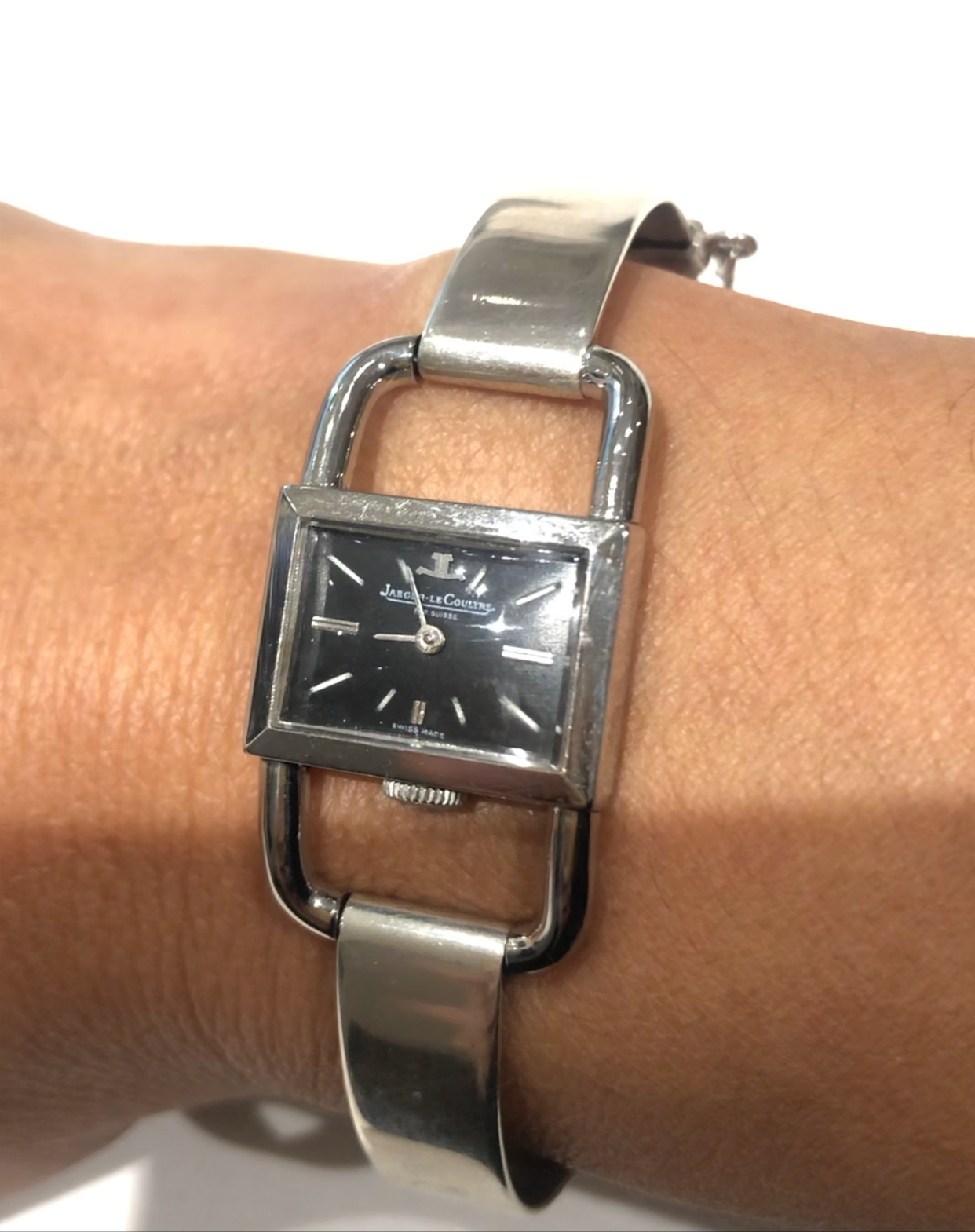 Montre acier Modèle Etrier Jaeger Lecoultre pour la maison Hermès