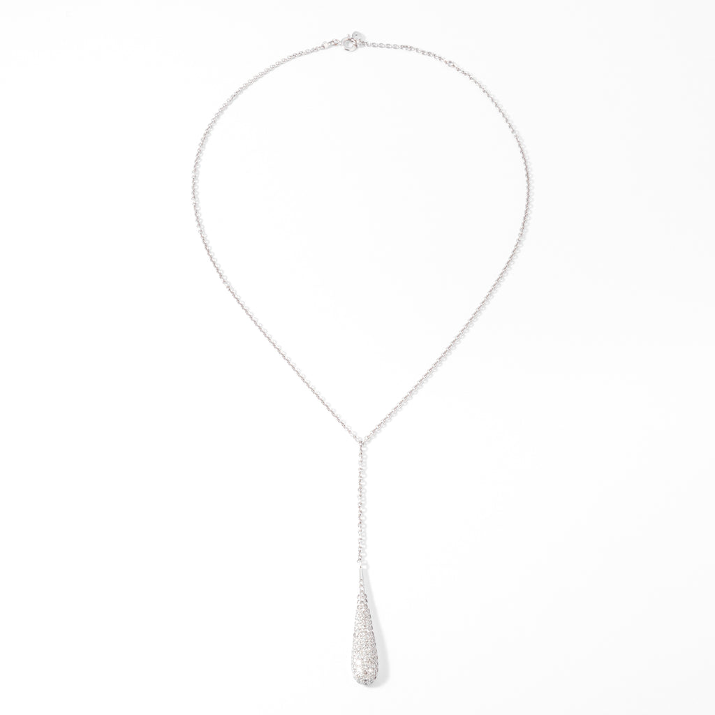 Collier or gris pavés de diamant