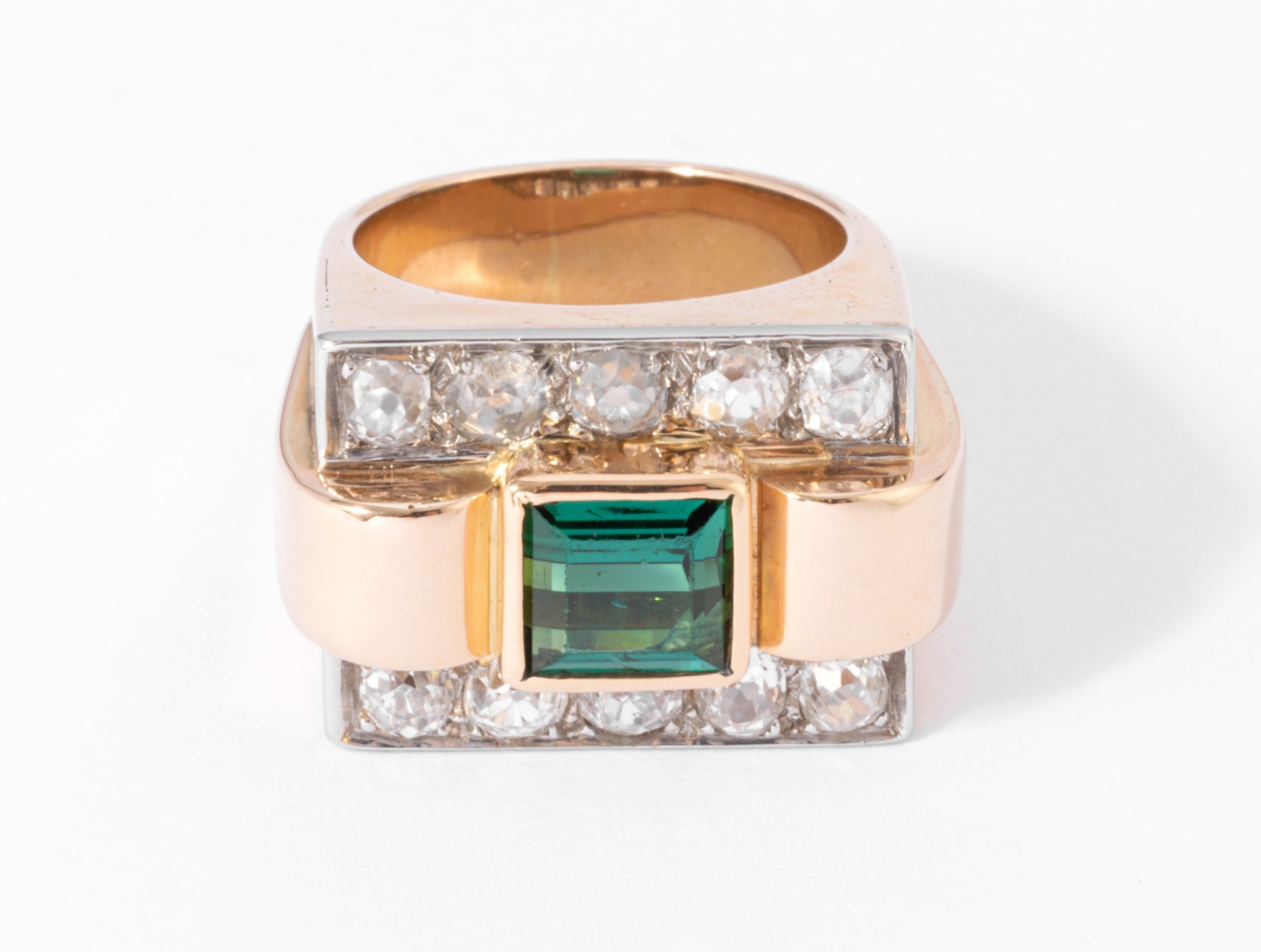 Bague Tank Tourmaline verte