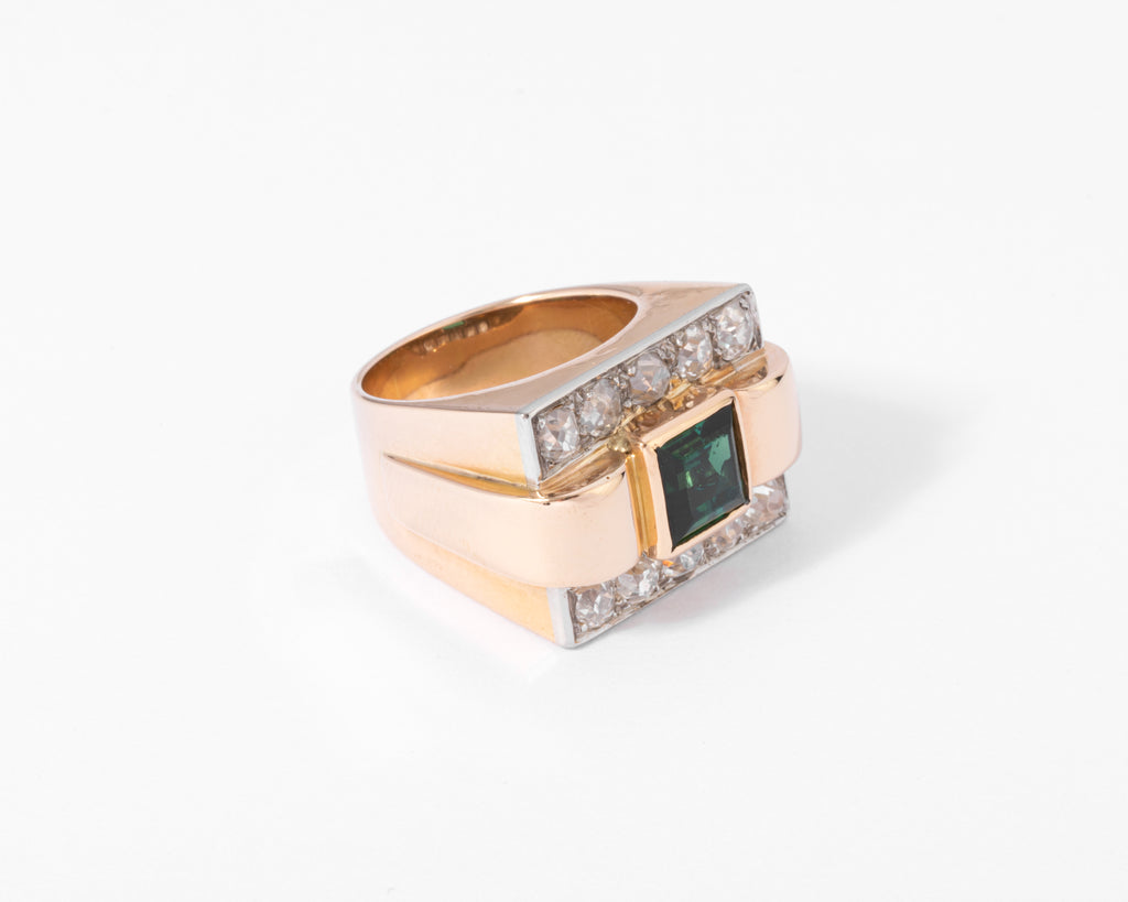 Bague Tank Tourmaline verte
