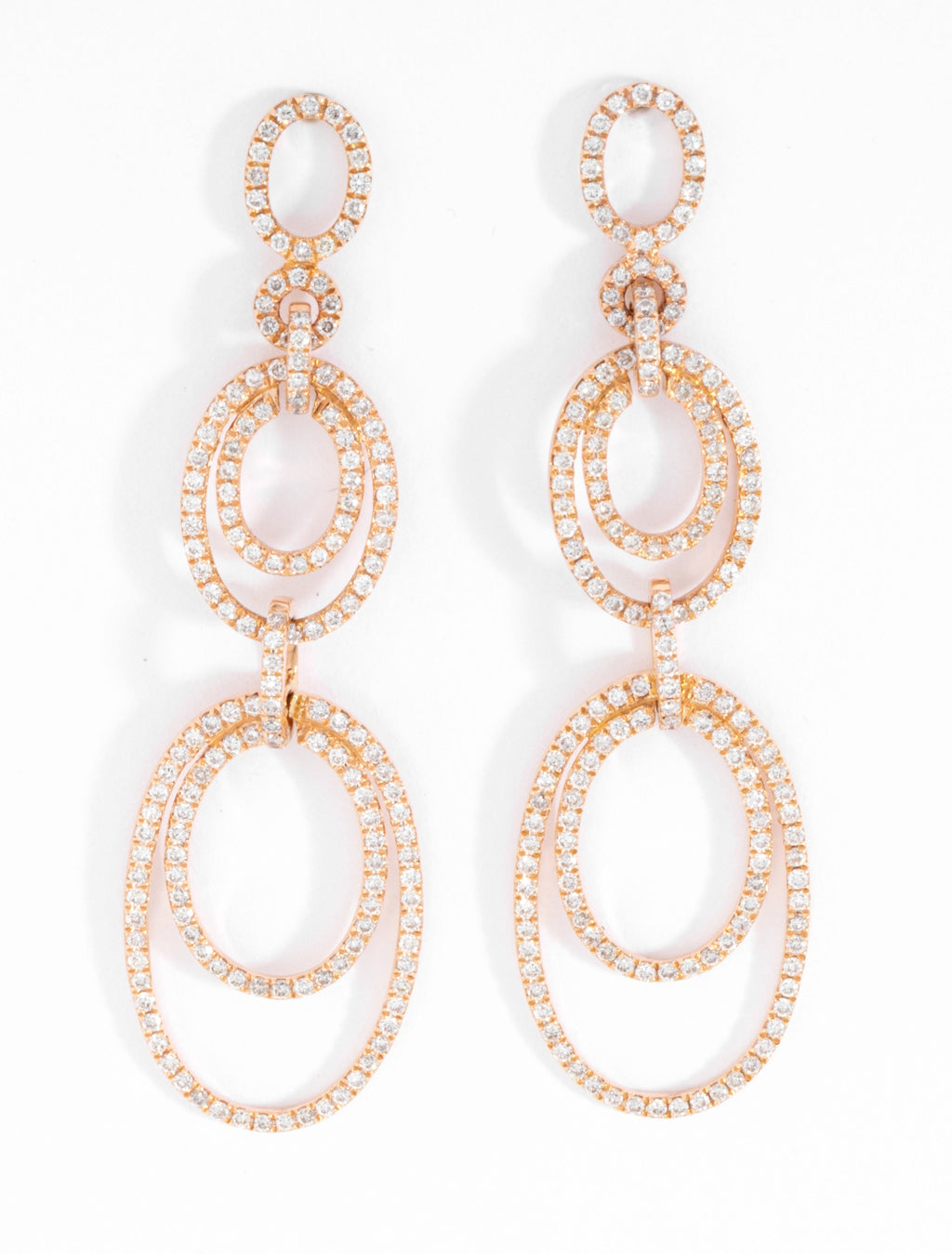 Boucles d'oreilles or rose multi anneaux en diamant