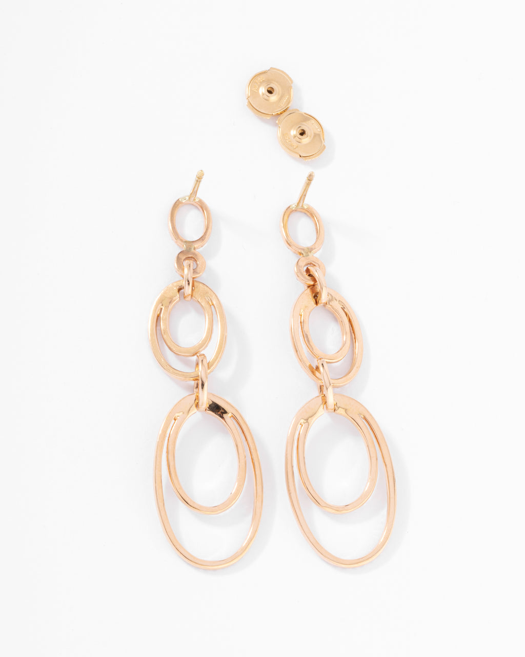 Boucles d'oreilles or rose multi anneaux en diamant