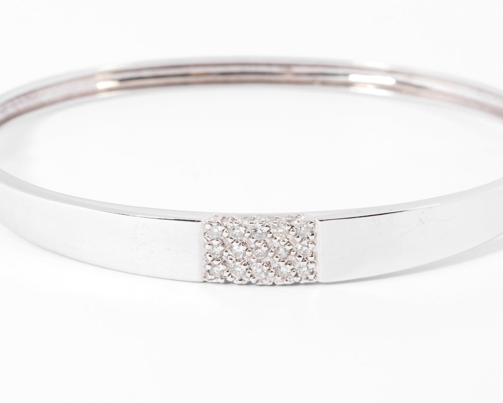 Bracelet jonc or gris et diamant