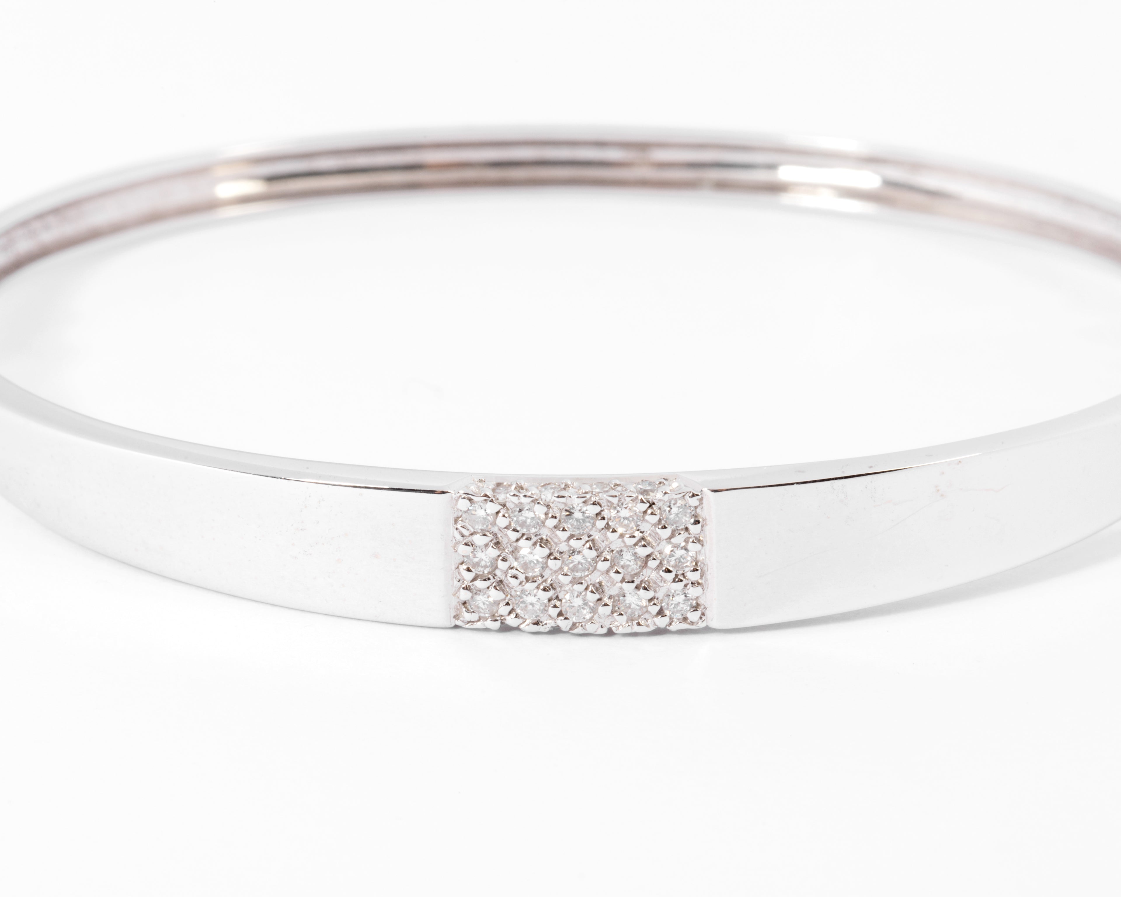 Bracelet jonc or gris et diamant