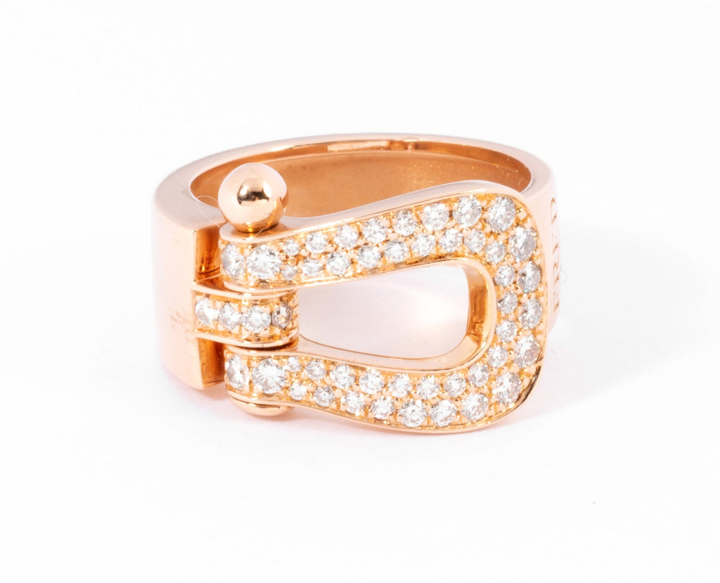 Bague or rose ,pavée de diamants Fred force 10