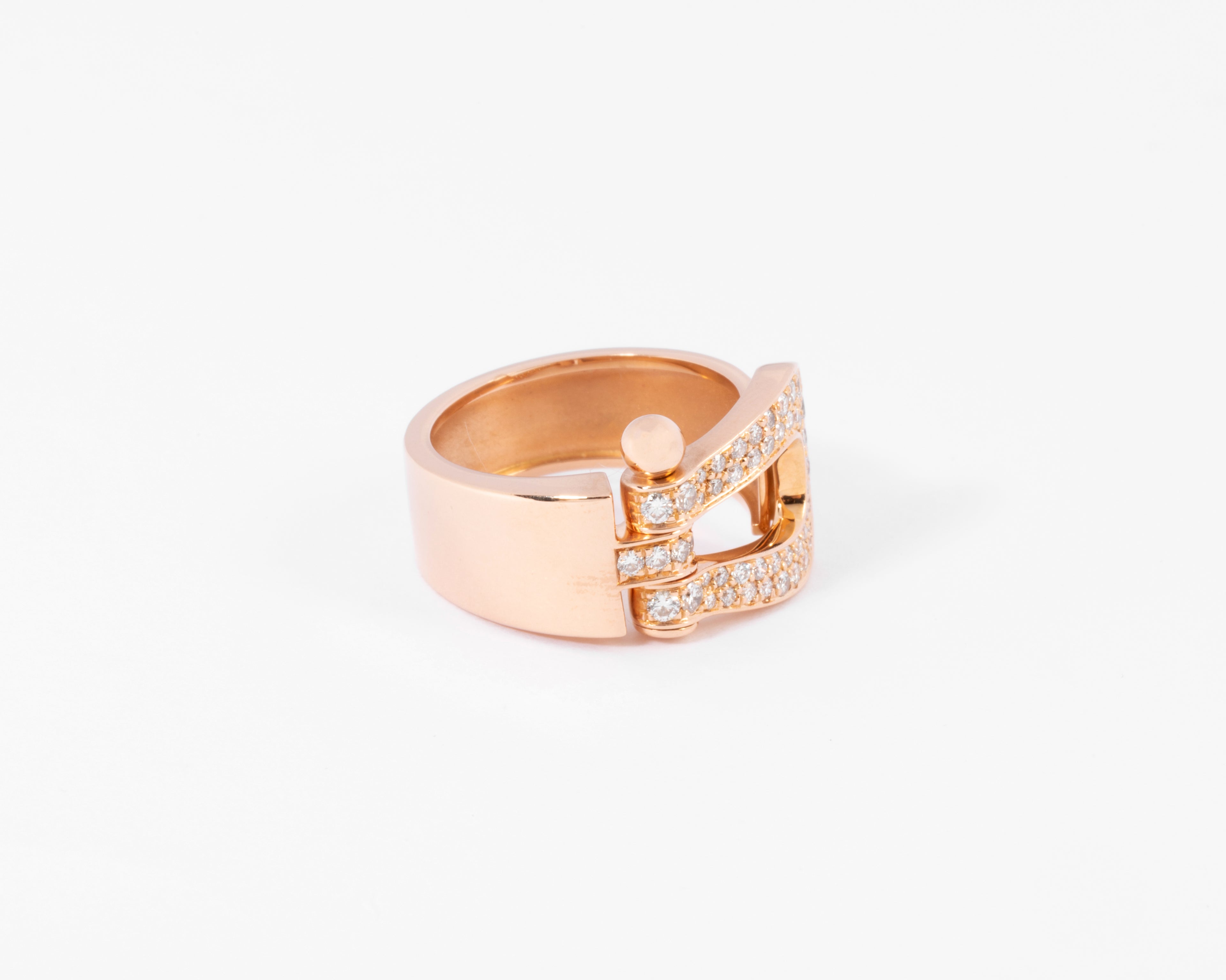 Bague or rose ,pavée de diamants Fred force 10